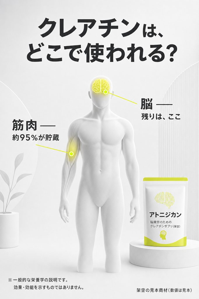 図解: クレアチンは、どこで使われる?