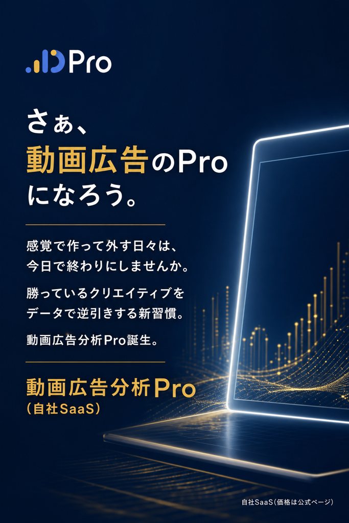 動画広告分析ProのLP案の1面