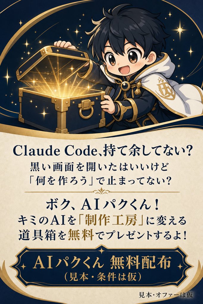 AIパクくん無料配布の見本LPの1面