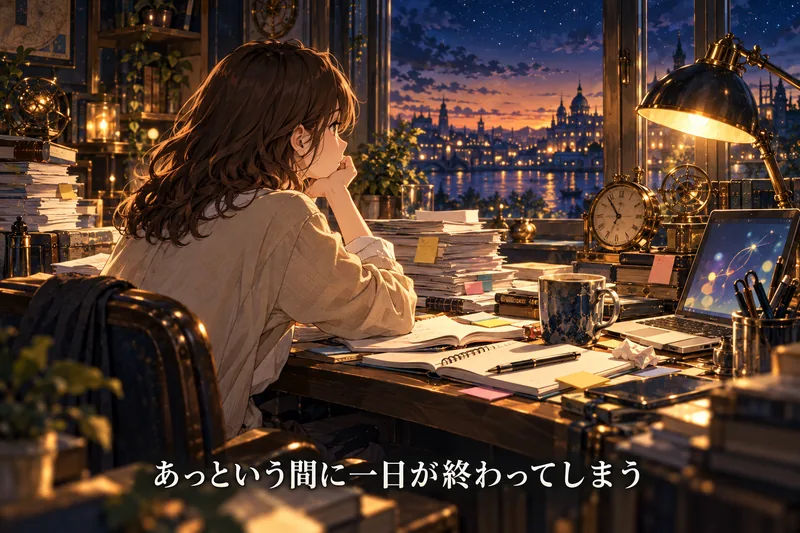 夜の机で手作業を続けるマーケター。あっという間に一日が終わってしまう